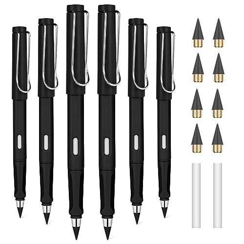 OFFCUP Matite Eterna 6Pcs, Penna Riutilizzabile con 8 Punte di Ricambio