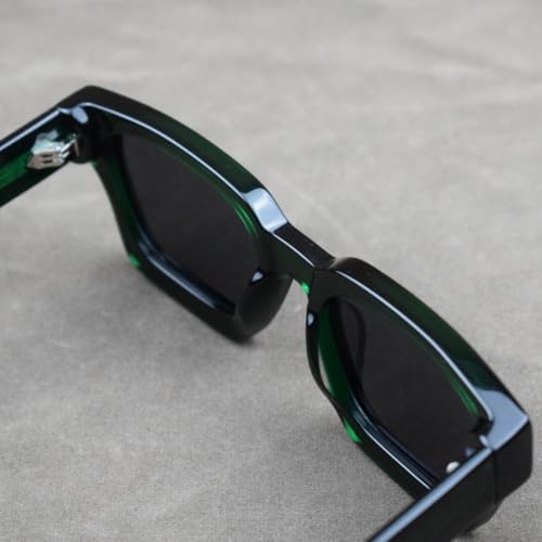 Image of Retro Fashion Thick Acetate Polarized Sunglasses Trendy Square Men Womens Black Grey Shades Vintage