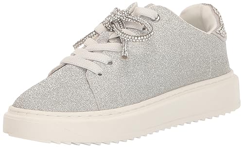 Steve Madden Girls Shoes Sparkz Sneaker, Silver Glitter, 4