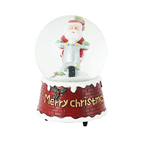 Snow Globes Glitter Water Globe Musical Snow Globe Decoration Plays We Wish You a Merry Christmas , 100mm, Motorcycle