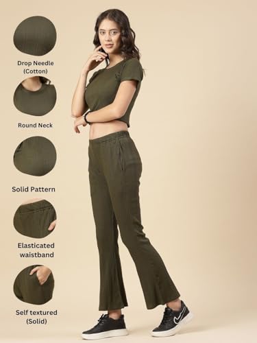 Image of Rigo Cotton Co-ord Set for Women | Round Neck, Slim Fit Tracksuit Co-ords Set for Women | Stylish Dresses for Women | Casual Wear, Beach Wear, Vacation Wear Outfit for Women