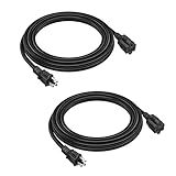 2-Pack 8ft Extension Cord Outdoor 16 AWG Heavy Duty Power Cord 3 Prong SJTW, NEMA 5-15P to NEMA...