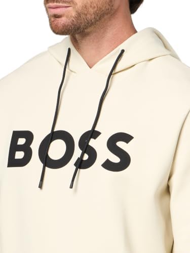BOSS, Interlock Embossed Logo Hooded Sweatshirt, overnight oats, L - 2