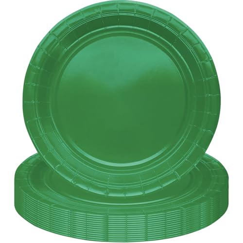 MOMAHUA 16 platos de fiesta, plato de papel verde, plato de cumpleaños de 18 cm para adultos y niños, decoraciones de mesa de color sólido para cumpleaños, boda, picnic, suministros de fiesta para 16