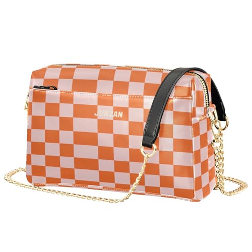 Plaid Checkered Plaid Checkered Crossbody Bags For Women Vegan Leather Womens Purse Cross Body Zip Shoulder Handbags Terracotta