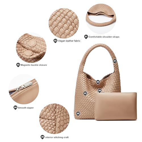 Bolso Tote tejido para mujer vegano con cierre magnético miniatura 7