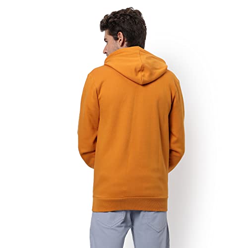 Image of CAHOOT Men's Dark Blue Zip-Front Hoodie with Contrast Drawstring for Casual Wear | Long Sleeve | Hooded Neck | Zipper Closure | Cotton Sweatshirt Crafted with Comfort Fit for Everyday Wear