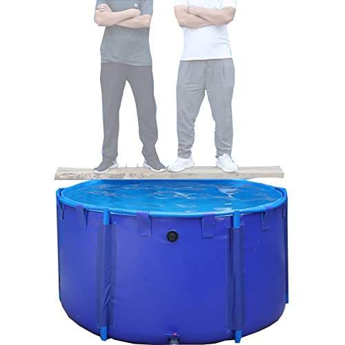 Estanque Grande de Lona Redonda con Soporte metálico - Piscina elevada de fácil instalación para cría de koi, Juegos Infantiles y jardinería acuática - Acuario Azul Duradero