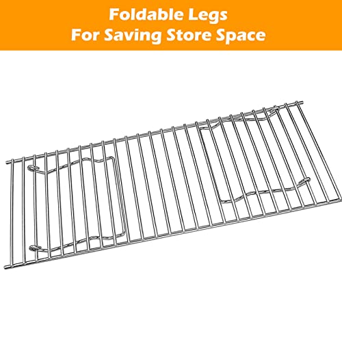 GRISUN Universal Grill Rack for Gas/Wood Pellet/Griddle/Smoker Grill, Warming Rack for Expand Cook Surface, Upper Rack with Foldable Leg Design, Chrome Plated Steel - Thumbnail 5