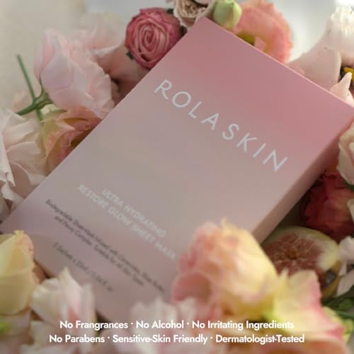 ROLA SKIN Korean Ultra Hydrating Glow Sheet Mask Hydrating & Soothing Facial Mask Infused with Ceramides Shea Butter, Peony Complex and Panthenol,Korean Skincare For All Skin Types - Image 3