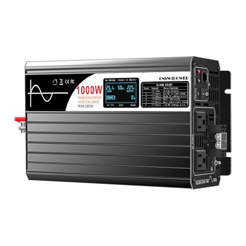 Image of Xijia Pure Sine Wave Solar Power DC rv Converter to AC 120V 60HZ Solar Converter for Home Use car (DC12V (Range 10V-15V) 1000W-LCD)