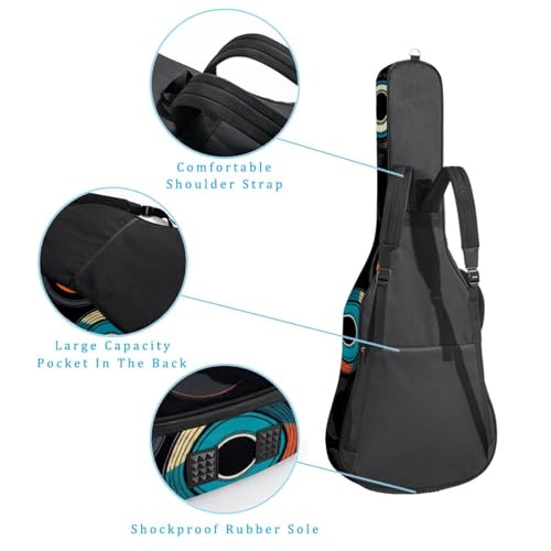 Housse guitare acoustique imperméable au motif original de disques