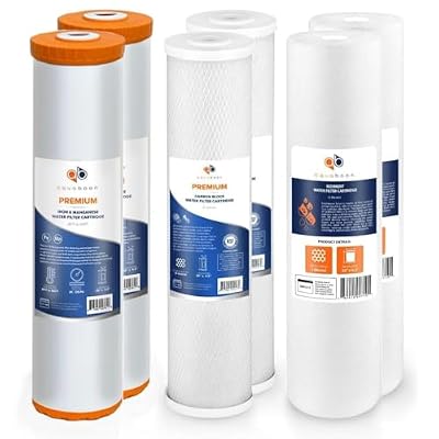 Aquaboon 5 Micron 20 x 4.5 Whole House Water Filter Replacement Cartridge Set: Sediment, Iron & Manganese, CTO for 3-Stage Water Filtration System 2 Pack