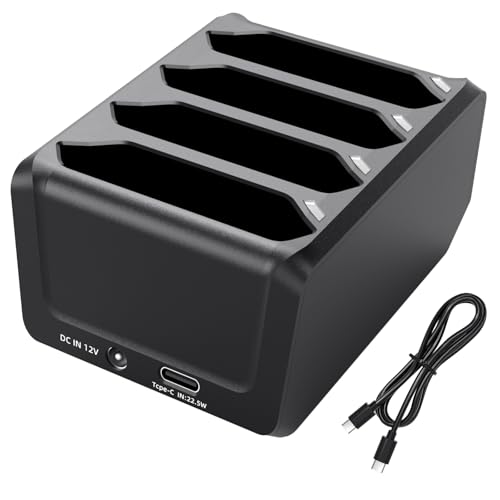 4-Slot Battery Charger Compatible with Zebra TC77 TC72 TC75 TC70 TC77HL TC75x TC70x Scanner 4-Bay Charging Station Cradle with 22.5W Type-C & 12V DC Dual Input Ports (Cable Included)