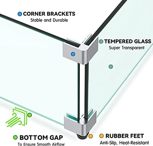 MESIDA 14"x14"x6" Fire Pit Glass Wind Guard, Tempered Glass Firepit Table Shield, Thick and Sturdy, with Hard Aluminum Corner Bracket - 3