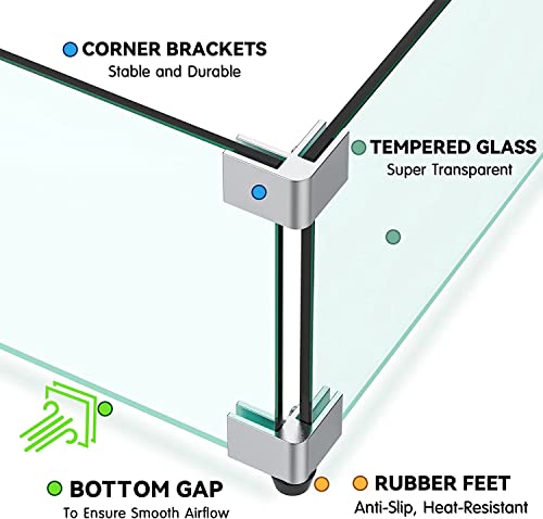 Foyer en verre trempé épais MESIDA avec support d'angle en aluminium