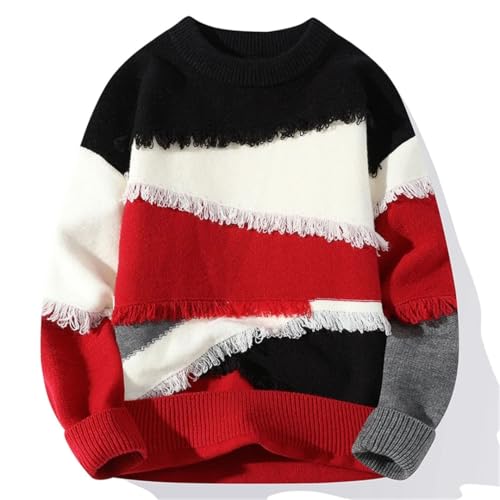 Men's Cashmere Blended Sweater Round Neck Thick Bottom Solid Color Twisted Winter Loose Knitted Sweater3