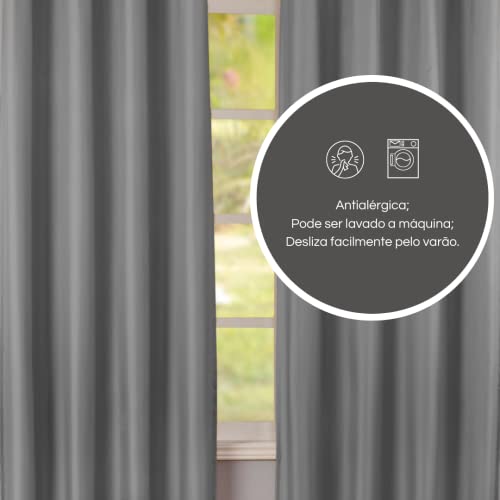 Cortina Havaí Para Sala Quarto Janela Decoração 2,30m x 1,80m Poliéster 2 Folhas (Cinza)