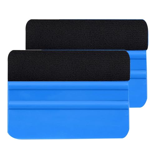 2 Stück Rakel für Folie Rakel Mit Filzkante Folienrakel Filzrakel für Auto Möbelfolie Fensterfolie Folierungs Werkzeug Set(Blau)