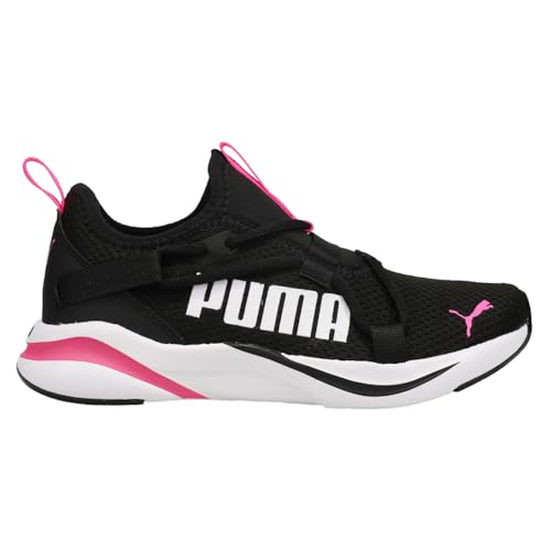 PUMA Puma SOFTRIDE Rift Slip On Running Shoe, Black-Luminous Pink White, 5 US Unisex Big Kid