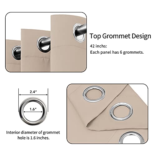 Image of Easy-Going Blackout Curtains for Bedroom, Solid Thermal Insulated Grommet and Noise Reduction Window Drapes, Room Darkening Curtains for Living Room, 2 Panels(42x63 in, Beige)