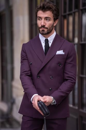 Mens Bespoke Business Formal Slim Fit Suit Grooms Double Breasted Wedding Dress Suit Tuxedo2