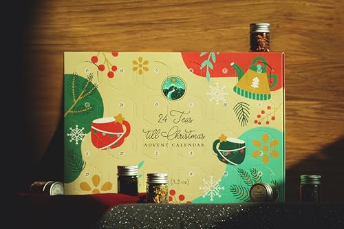 Alpi Nature Tee Adventskalender 2025, Weihnachts Teekalender, 24 Gläser mit Schwarztee, Grüntee, Früchtetee und Kräutertee, Weihnachtskalender 2025, Tee Geschenkset