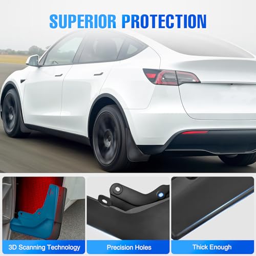 Image of Nilight Mud Flaps Splash Guards for Tesla Model Y 2020 2021 2022 2023 2024 | No Drilling Precision Fit Exterior Accessories Heavy-Duty Splash Guards Protection, Front & Rear Set