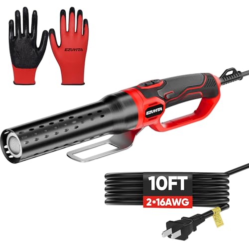 EZUVITA 1500W Electric Charcoal Starter with 10ft Cable, 60S Rises to 1100℉ Fire Lighter with Air Blower for Grill, BBQ, Wood Burning Fireplaces, Chemical Free Heated fire starter with Gloves Included