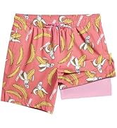TENGINE Men's Swim Trunk with Compression Liner Quick Dry Board Shorts Zipper Pocket 5" Inseam