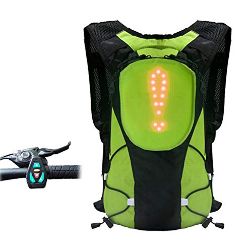 ZCVB Mochila Ciclismo Ligera 5L con 48 LED Señal De Giro Chaleco De Ciclismo Reflectante USB, Uso Continuo Durante 12-15 Horas para Ciclismo Nocturno,Verde Cover