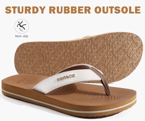 COFACE Men's Flip Flops Comfortable Yoga Mat Cushion Thong Sandals with Arch Support Casual Summer Beach Slides For Man, Size 7~154