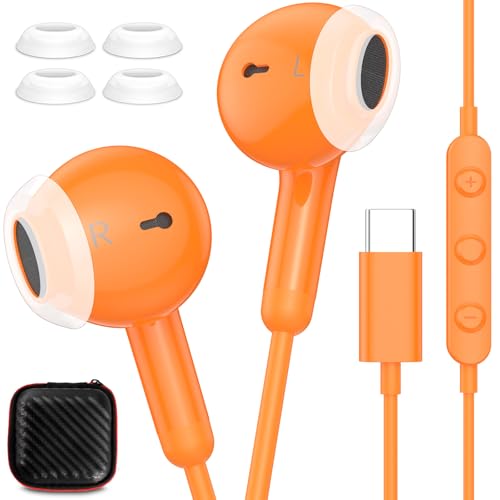 Wired Earbuds USB C Headphones for iPhone 17 Pro Max 16 Plus 15 16e,in-Ear Noise Canceling Type C Earphone for Samsung A17 A16 S25 FE S24 Ultra S23,HiFi Stereo Headset with Microphone for iPad A16 10