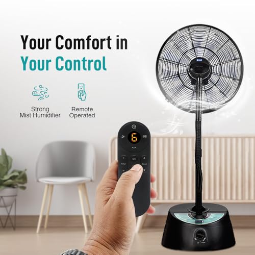 Image of KUHL Exzel H3 Next Gen BLDC Desert Cooler with Mist & Humidifier | 18 Inches Pedestal Fan | Remote Operated | High Airflow & Low Noise | 6L /8 Hr Water Tank Capacity | Tilt Function | 450 mm