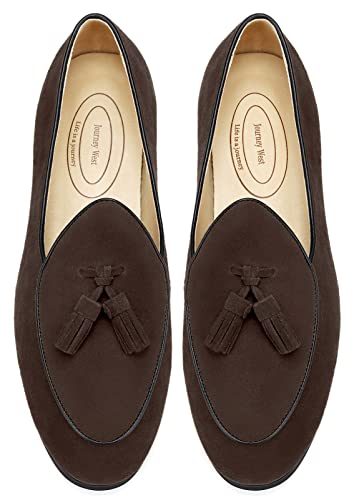 Journey West Men's Vintage Loafers for Men Belgian Loafers Slip-o...