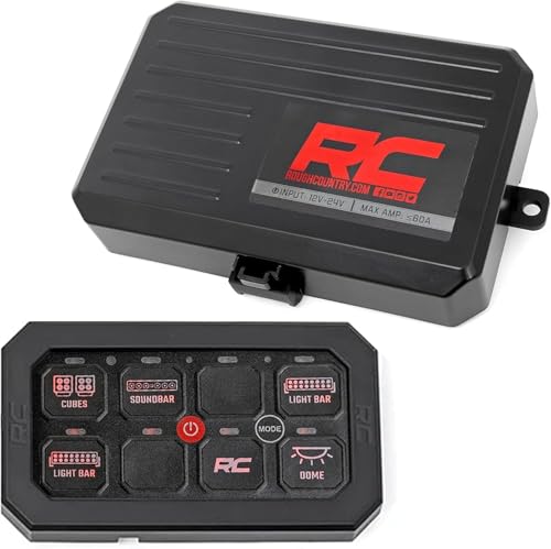 Rough Country 8-Gang Bluetooth RGB Backlit Switch Panel & Relay System - Universal Light & Off-Road Accessory Controller for Truck, Jeeps, UTV, 60A