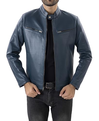 Jild Classical Single Piece Lambskin Leather Jacket Men - Everyday Wear Snap Tab Collar Men’s Motorcycle Leather Jacket4