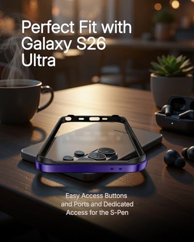 Image of RAEGR Case | Anodized Aluminum Bumper | Edge Armor Protective Minimal Case Designed for Galaxy S26 Ultra (2026) - Purple RG10660