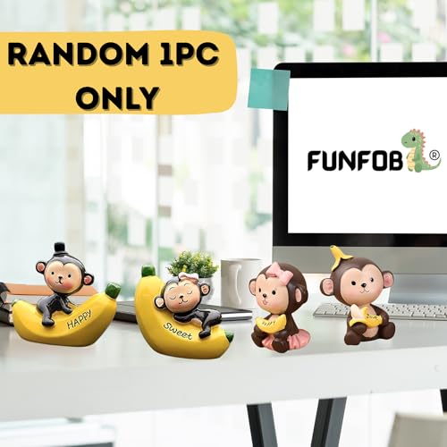 Image of FUNFOB Monkey for Car Dashboard 1pc Only Monkey Garden Decor Toy Figure Multicolour | Cute Mon-Key Figure - Random