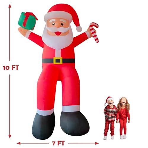 PhiGie 10ft Giant Seated Santa Claus Christmas Inflatable Yard Decor Build-in LED Blow up Christmas Decorations Indoor Outdoor Holiday Decor for for Yard,Lawn,Balcony, Roof, Photo Prop - Image 2