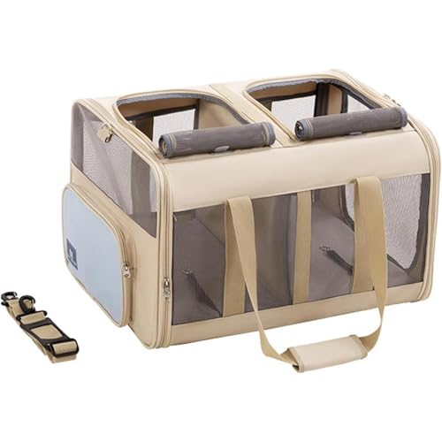 Joxoilso 猫 キャリーバッグ 折りたたみ 拡張 猫 バッグ 軽量 ペットの外出ポータブル 2 匹の猫 ハッチバック分離 小型犬の外出バッグ 通気性が良い 移動便利 小型犬 小動物 多頭 旅行 アウトドア ポータブルケージ ペット用キャリー (拡張不