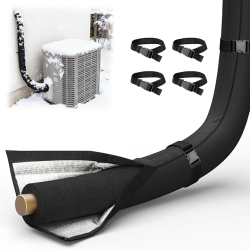 3 Layers HVAC Copper Pipe Insulation Cover,72"x10.2" Weatherproof 600D Oxford AC Pipe for Outside,Black Flexible Copper Line Insulation Sleeve for Central Air Conditioning Mini Splits