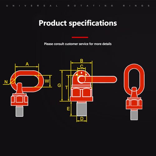Risegun Augenschraube Ring, Drehbare Ringschraube Legierter Stahl 360° Drehbar Hebering Große Tragfähigkeit M12 * 18 mm Drehende Heberingschraube