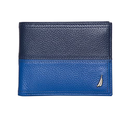 Nautica Men's Bifold Leather Wallet | RFID Blocking | ID Window | Card Slots | Organization | Durable | Stylish