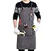 Flipzon Work Apron for Men Women Heavy Duty Canvas Leather Mens Apron Shop Apron Woodworking Apron with Tool Pockets,Smart Cross-Back Straps Design,Adjustable S to XXXL (Grey)