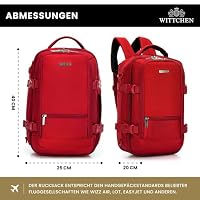 WITTCHEN Urban | Kabinenrucksack | Laptop-Rucksack | Multifunktionaler 2-in-1-Reiserucksack | Rückentasche mit RFID-Schutz | kompatibel mit Wizz Air, LOT, Ryanair | 40x25x20 cm | Farbe: Rubinrot – Ansicht 2