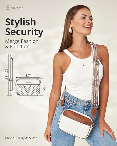 Image of Vantamo Premium Quilted Crossbody Bags for Women with Anti-Pickpocket Clip, Vegan Leather Handbags, Travel Purses for Women