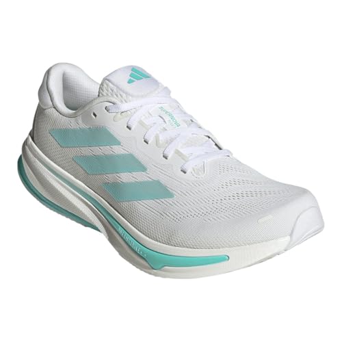 Image of Adidas, Mens, Supernova Rise 2 Running Shoes, White /Zero Metallic /Flash Aqua, 9.5, D - Medium