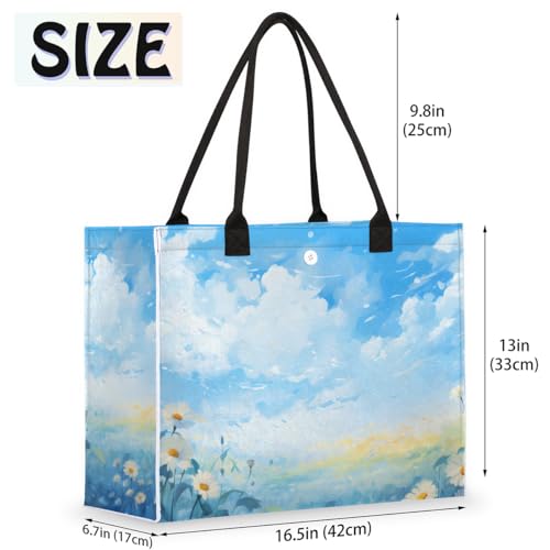 Sky White Chrysanthemum Tote Bag for Women Large Beach Bag Reusable Tote Bags for Work Travel Beach Shopping2