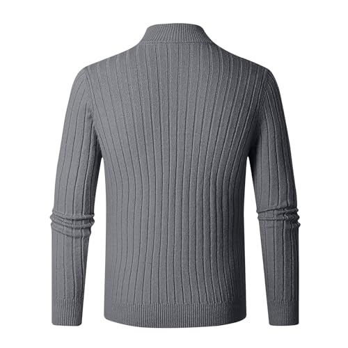 Mens Quarter Zip Sweater Slim Fit Casual Knitted Sweaters for Men Turtleneck Pullover Long Sleeve Polo Sweater Fashion4